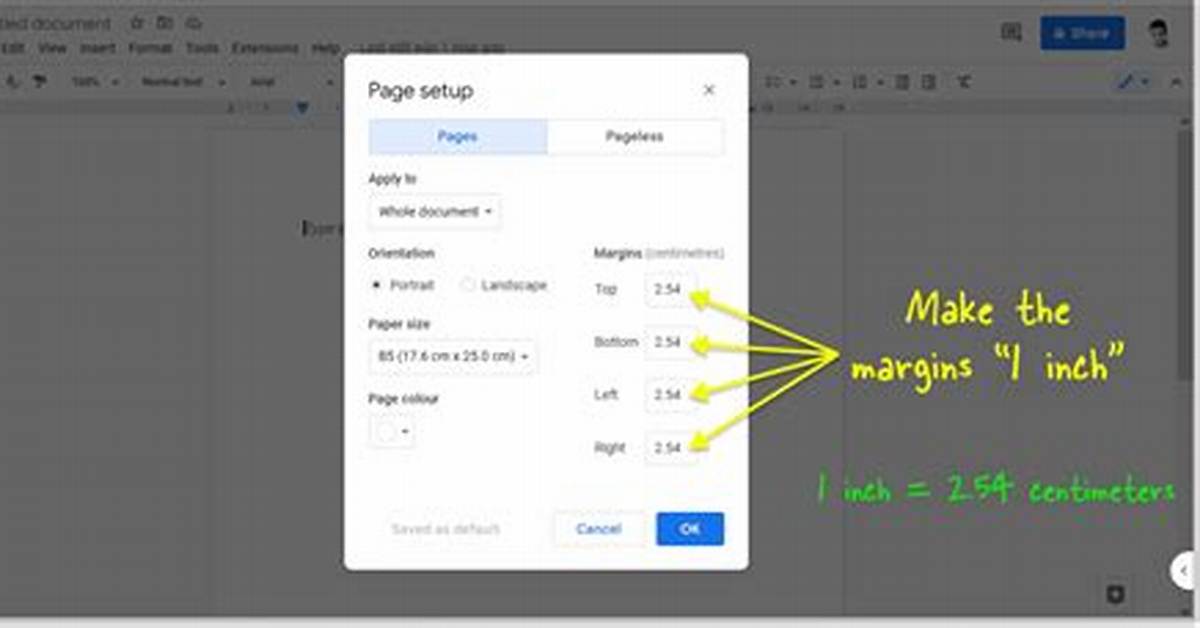 1 Inch Margin Google Docs