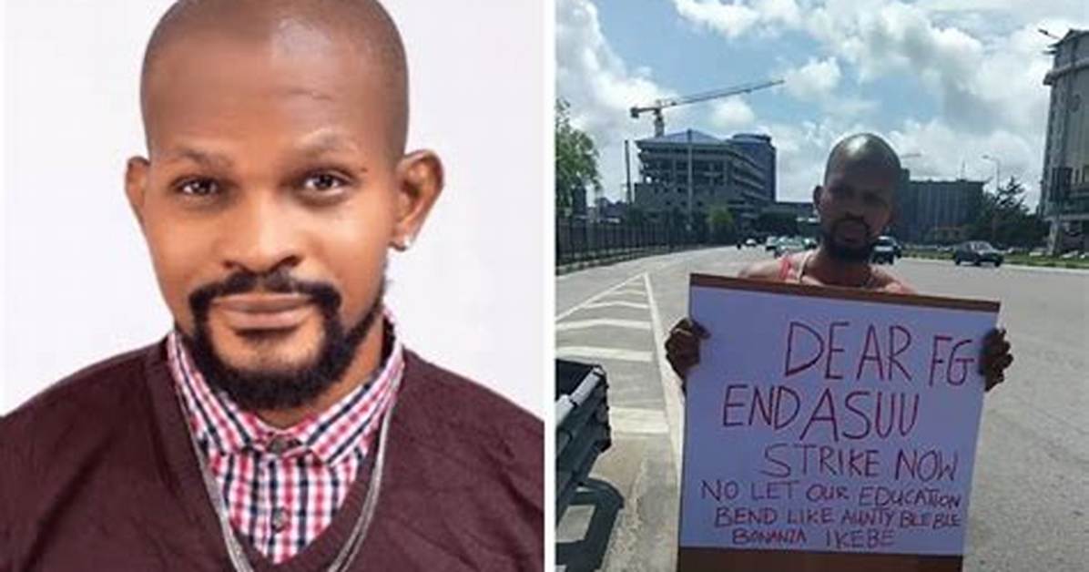 Actor Uche Maduguwa Organises a Solidarity Protest to Decry Asuu Strike in Lekki