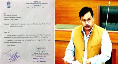 Another Bjp Mla Resigns from Tripura Assembly, Joins Tribal Outfit (Lead)