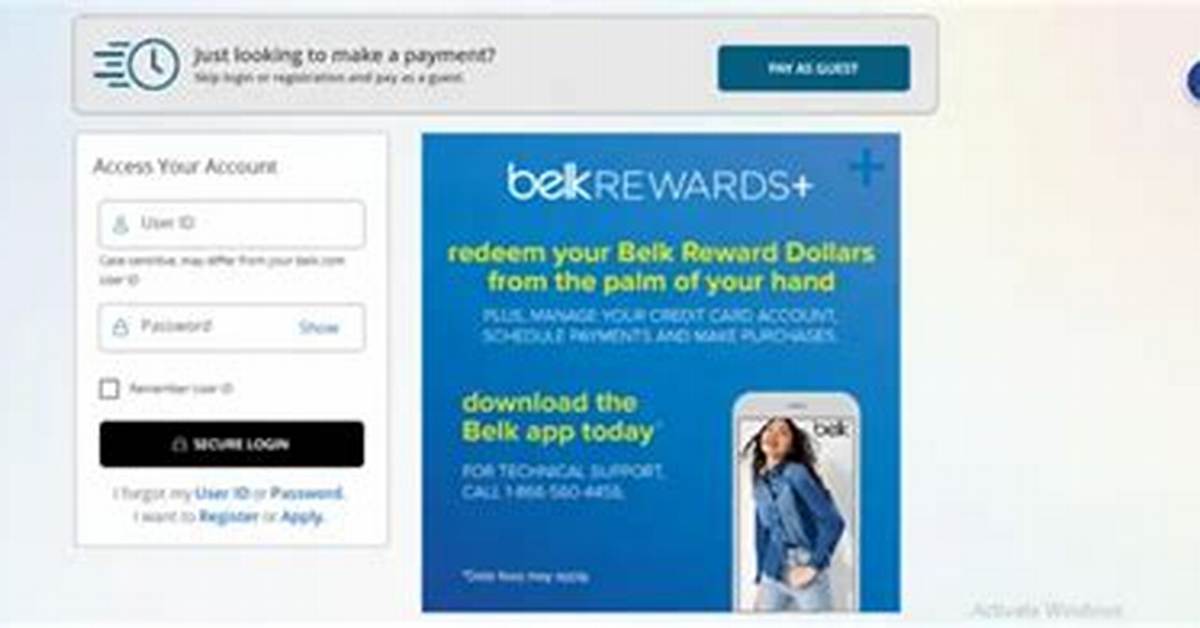 Belk Credit Card Payment as Guest