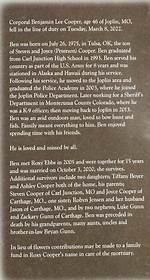 Benjamin Cooper Obituary Joplin Mo – Corporal Officer, Age 19, Shot by Suspect in Intense Car Chase