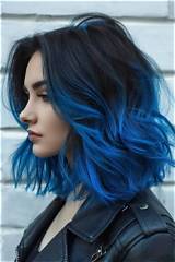 Black with Blue Hairstyles: a Trendy Fusion of Elegance and Boldness