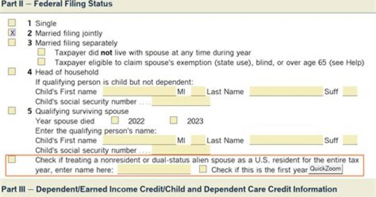 Can a Nonresident Spouse Be Treated as an Alien?