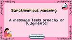 Can a Person Be Sanctimonious?