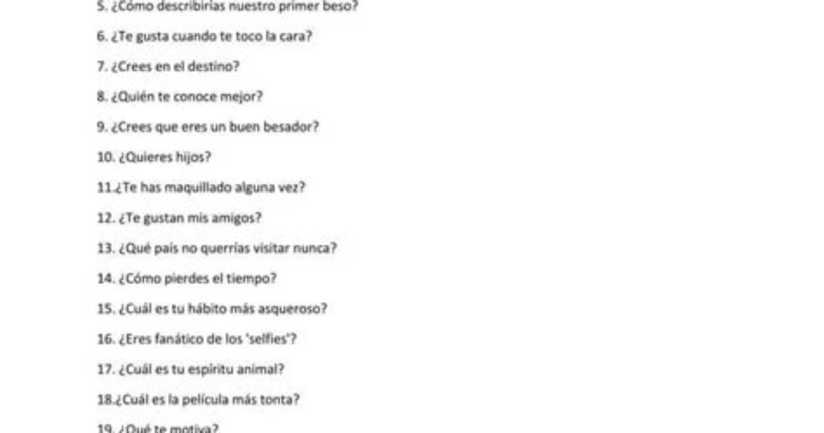 Cules Son 21 Preguntas Para Hacerle a Una Chica? Celebrity. Fm