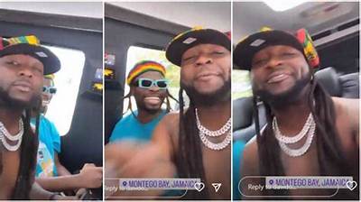 Davido Rocks Dreadlocks, Speaks Like Rasta Man in Funny Video as He Visits Jamaica with Crew