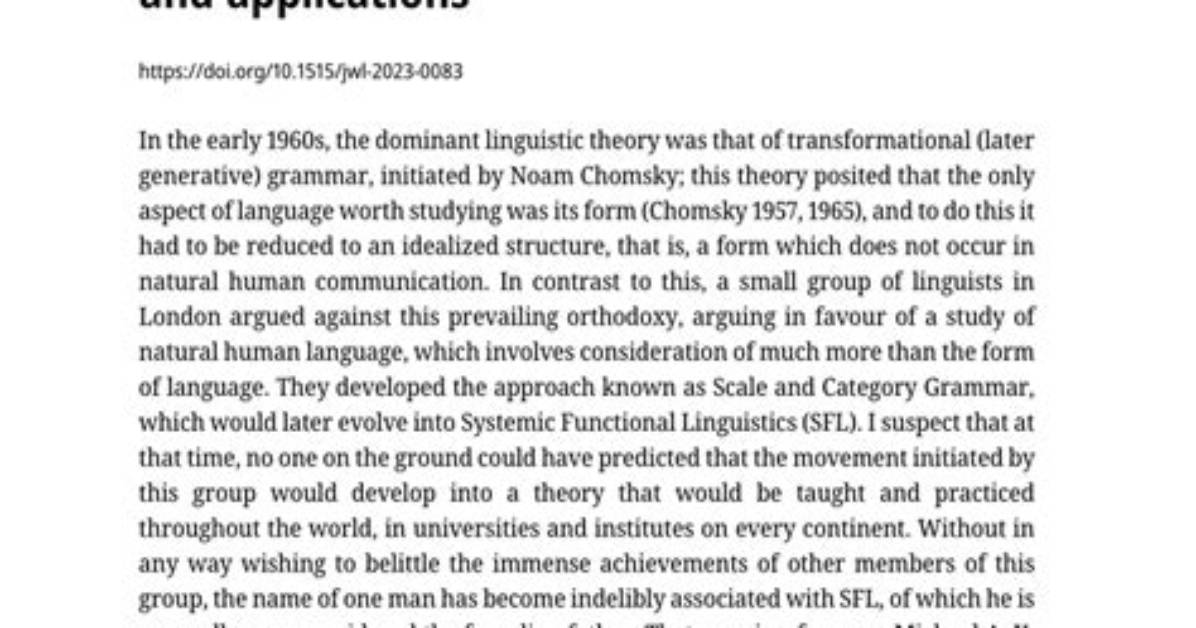 Discoveries in Systemic Functional Linguistics