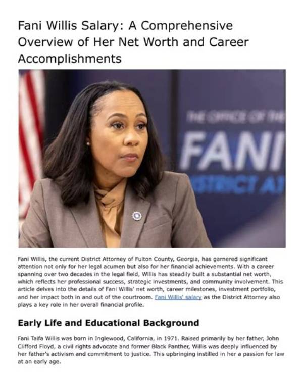 Fani Willis 2023 Salary: Exploring Earnings and Net Worth