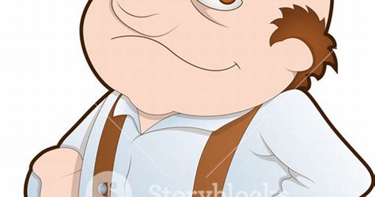Fat Bald Cartoon Character