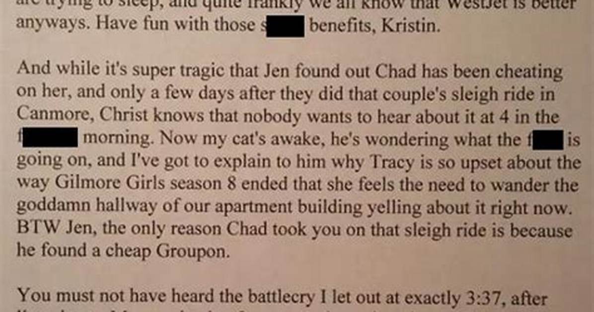 Guy Sends Epic Passive Aggressive Note to Neighbors Who Won't Shut Up