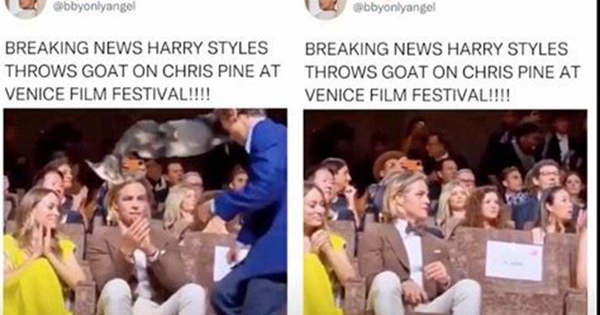 Harry Styles Throws Goat at Chris Pine in Humorous Venice Meme