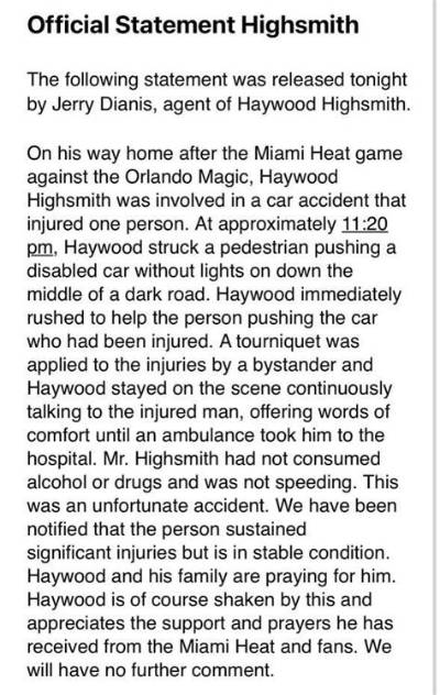 Haywood Highsmith Car Accident: Heat's Haywood Highsmith Involved in Car Crash, What Happened to Haywood Highsmith? - Sarkariresult