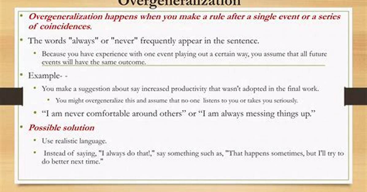 How Do You Overgeneralize?