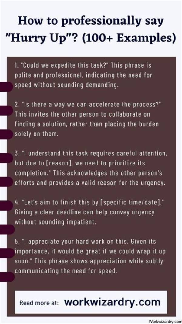 How Do You Say Hurry up Professionally?