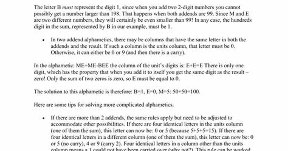 How Do You Solve Alphametic Puzzles?