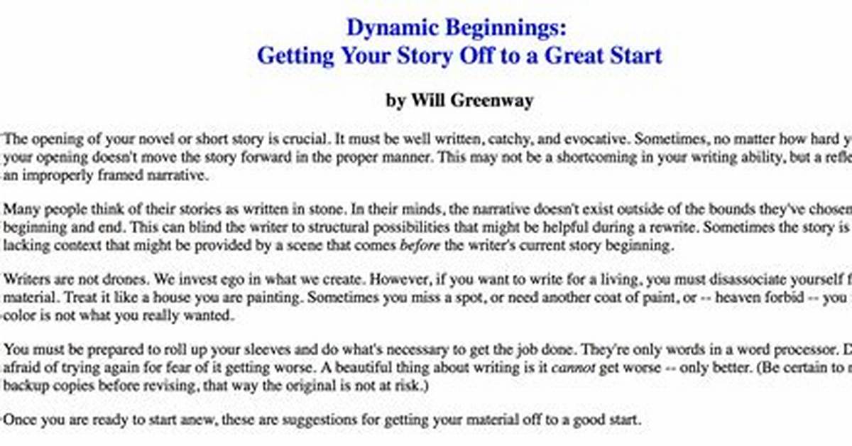 How Do You Start a Story Example?