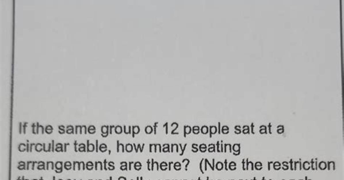 How Many Ways Can 12 People Be Seated?