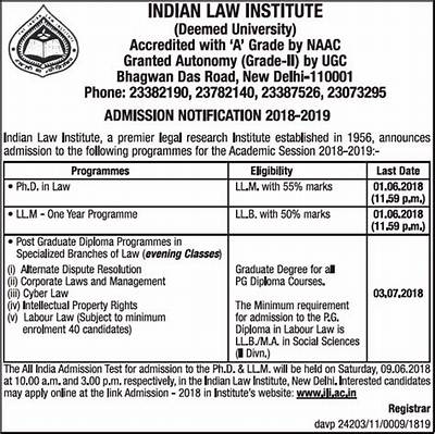 Indian Law Institute Admission 2019 - 2020 Courses|Result|Time Table|Admit Card