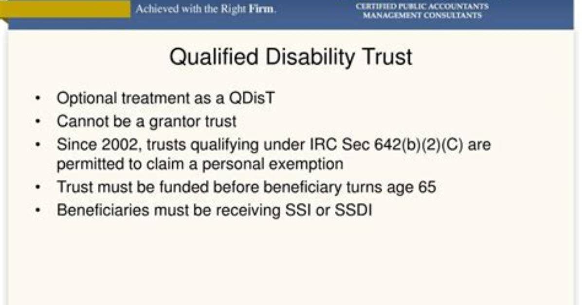Is a Qualified Disability Trust a Special Needs Trust?