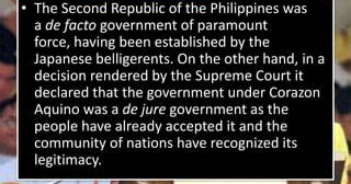 Is Philippines a De Jure Government?