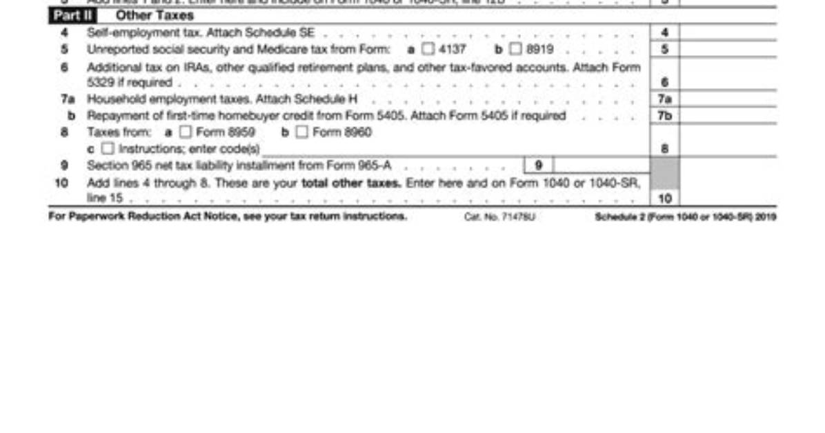 Is There a Schedule 2 for 2019 Taxes?