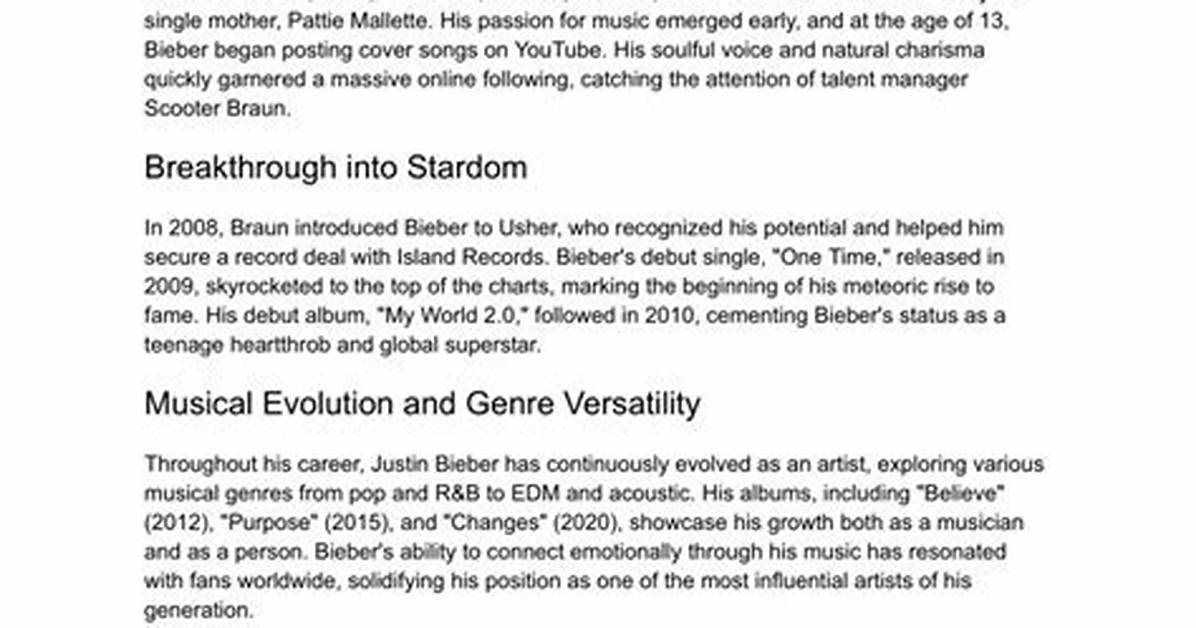 Justin Bieber the Rise of a Global