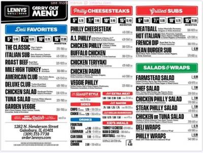 Lennys Grill & Subs Menu and Prices - Sarkariresult