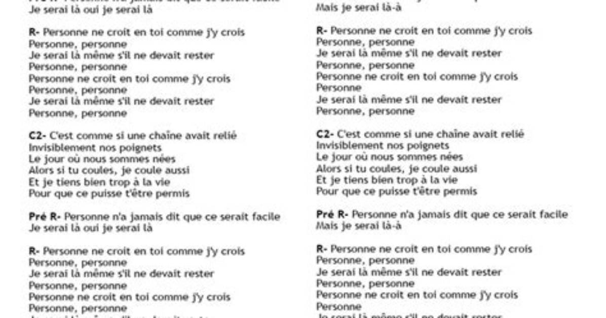 Lyrics Translations of Ma Soeur By