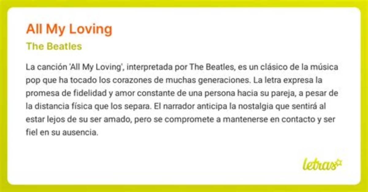 Meaning of All My Loving by The