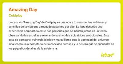 Meaning of Amazing Day by Coldplay