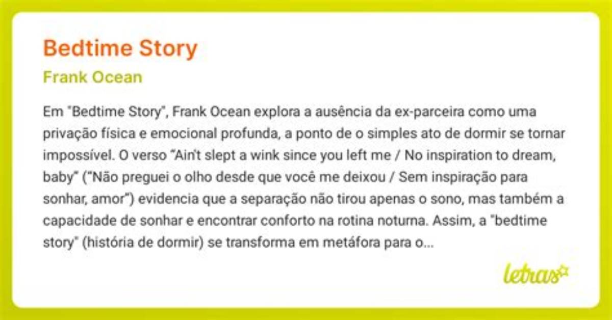 Meaning of Bedtime Story by Frank Ocean