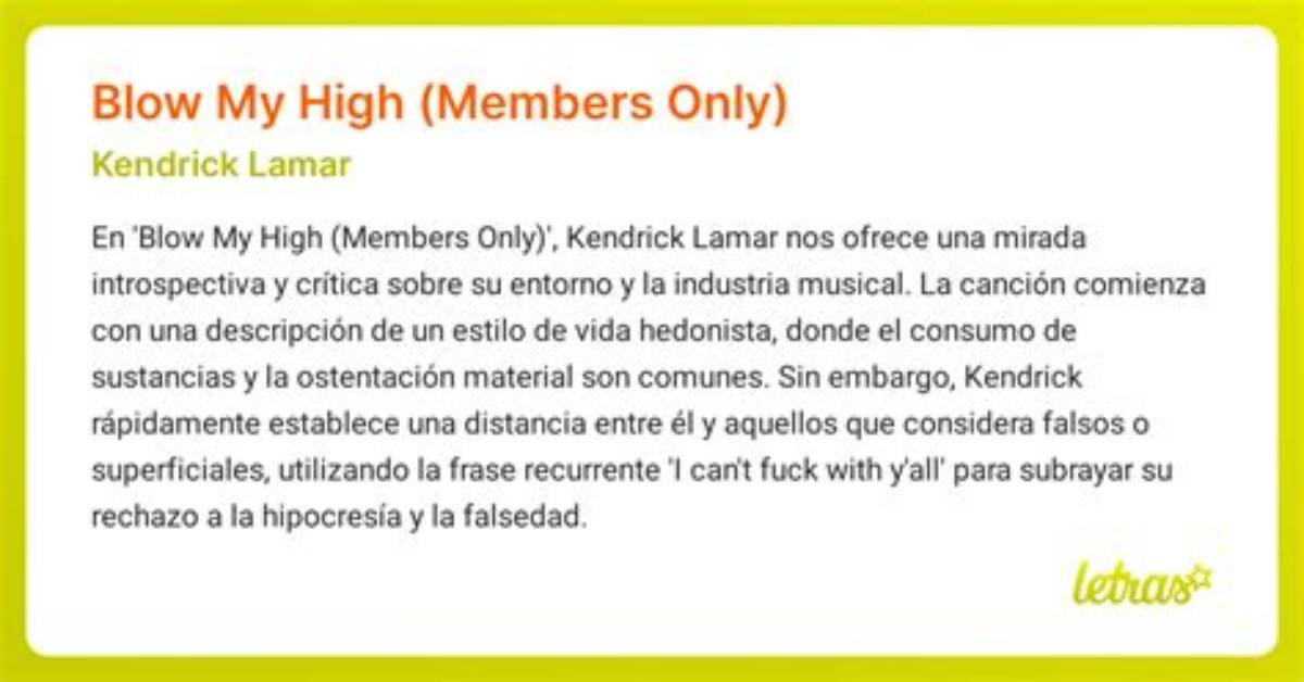 Meaning of Blow My High By