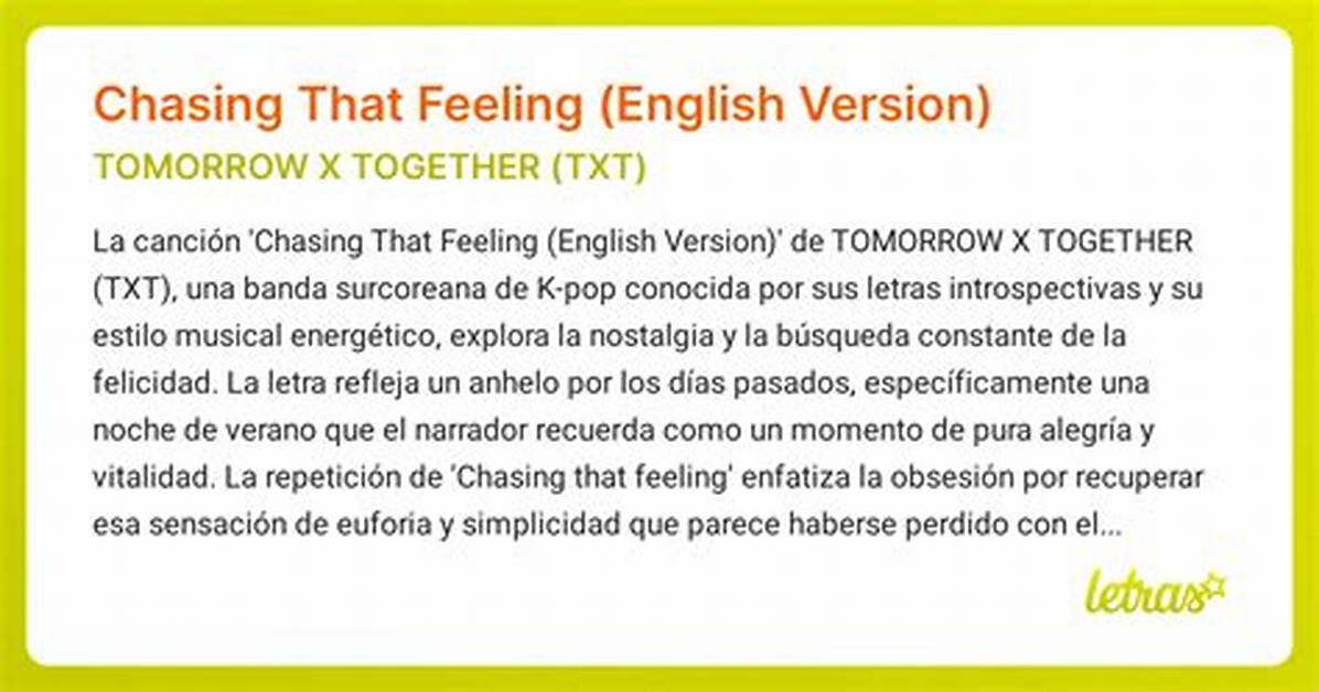 Meaning of Chasing That Feeling by Tomorrow X