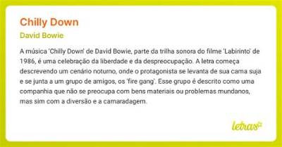 Meaning of Chilly Down by David Bowie
