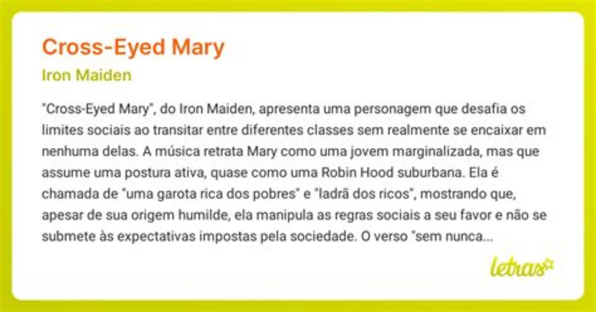 Meaning of Cross Eyed Mary by Iron