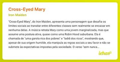 Meaning of Cross-Eyed Mary by Iron Maiden