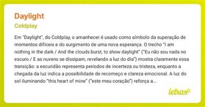 Meaning of Daylight by Coldplay