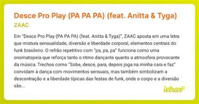Meaning of Desce Pro Play (Pa Pa Pa) by Tyga