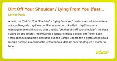 Meaning of Dirt off Your Shoulder / Lying from You by Jay-Z