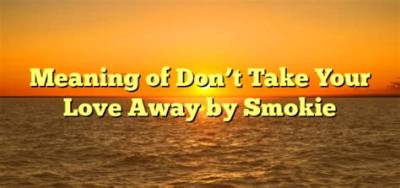 Meaning of Don’t Take Your Love from Me by Frank Sinatra