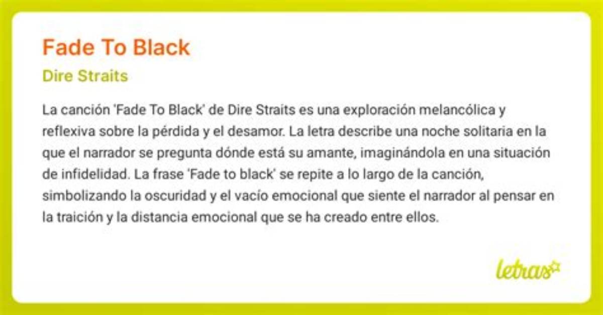 Meaning of Fade to Black by Dire Straits