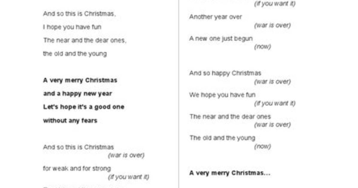 Meaning of Happy Xmas War Is over by Christina