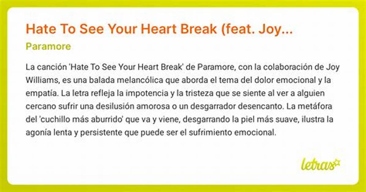 Meaning of Hate to See Your Heart Break (Remix) by Paramore