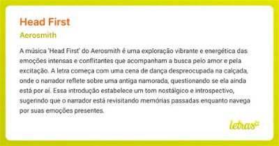 Meaning of Head First by Aerosmith