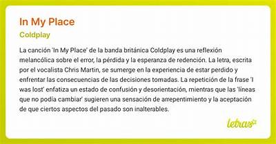 Meaning of in My Place by Coldplay