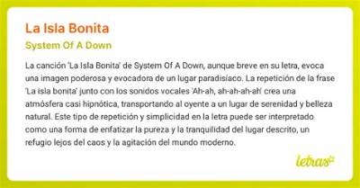 Meaning of La Isla Bonita by System of a Down