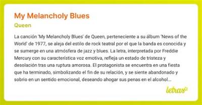 Meaning of My Melancholy Blues by Queen