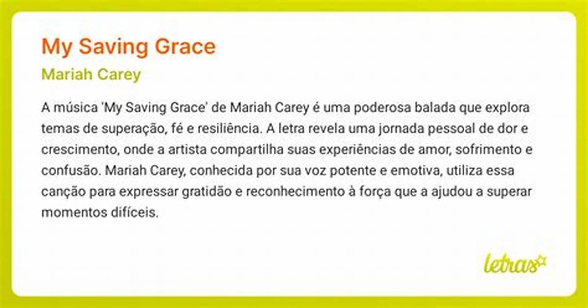 Meaning of My Saving Grace by Mariah