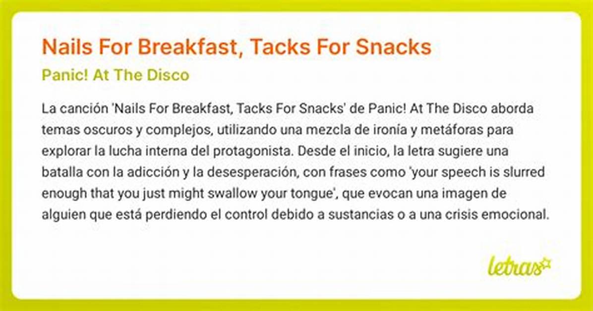 Meaning of Nails for Breakfast, Tacks for Snacks by Panic! at the Disco