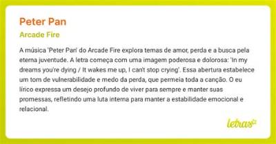 Meaning of Peter Pan by Arcade Fire